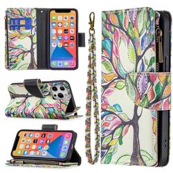 The Tree of Life Binfen Color BF03 Retro Zipper Leather Wallet Phone Case for iPhone 13 Pro (6.1 inch)