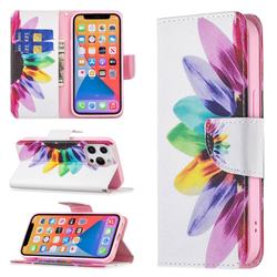 Seven-color Flowers Leather Wallet Case for iPhone 13 Pro (6.1 inch)