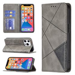 Prismatic Slim Magnetic Sucking Stitching Wallet Flip Cover for iPhone 13 Pro (6.1 inch) - Gray