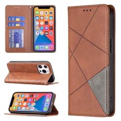 Prismatic Slim Magnetic Sucking Stitching Wallet Flip Cover for iPhone 13 Pro (6.1 inch) - Brown
