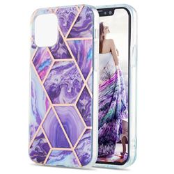 Purple Gagic Marble Pattern Galvanized Electroplating Protective Case Cover for iPhone 13 Pro Max (6.7 inch)