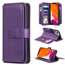 Multi-function Ten Card Slots and Photo Frame PU Leather Wallet Phone Case Cover for iPhone 13 Pro Max (6.7 inch) - Violet