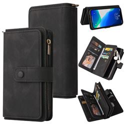 Luxury Multi-functional Zipper Wallet Leather Phone Case Cover for iPhone 13 Pro Max (6.7 inch) - Black