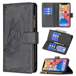Binfen Color Imprint Vivid Butterfly Buckle Zipper Multi-function Leather Phone Wallet for iPhone 13 Pro Max (6.7 inch) - Black