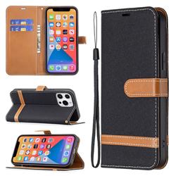 Jeans Cowboy Denim Leather Wallet Case for iPhone 13 Pro Max (6.7 inch) - Black