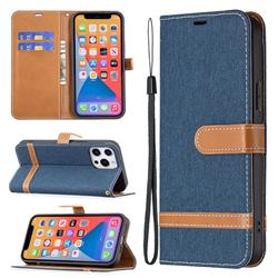 Jeans Cowboy Denim Leather Wallet Case for iPhone 13 Pro Max (6.7 inch) - Dark Blue