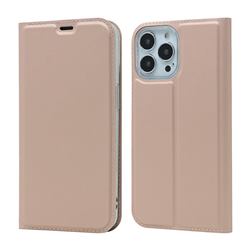 Ultra Slim Card Magnetic Automatic Suction Leather Wallet Case for iPhone 13 Pro Max (6.7 inch) - Rose Gold