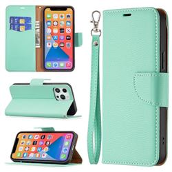 Classic Luxury Litchi Leather Phone Wallet Case for iPhone 13 Pro Max (6.7 inch) - Green