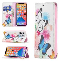 Flying Butterflies Slim Magnetic Attraction Wallet Flip Cover for iPhone 13 Pro Max (6.7 inch)