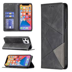 Prismatic Slim Magnetic Sucking Stitching Wallet Flip Cover for iPhone 13 Pro Max (6.7 inch) - Black