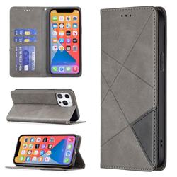 Prismatic Slim Magnetic Sucking Stitching Wallet Flip Cover for iPhone 13 Pro Max (6.7 inch) - Gray