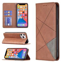 Prismatic Slim Magnetic Sucking Stitching Wallet Flip Cover for iPhone 13 Pro Max (6.7 inch) - Brown