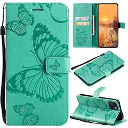 Embossing 3D Butterfly Leather Wallet Case for iPhone 14 (6.1 inch) - Green