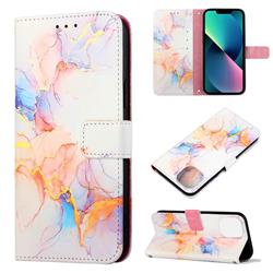 Galaxy Dream Marble Leather Wallet Protective Case for iPhone 14 (6.1 inch)