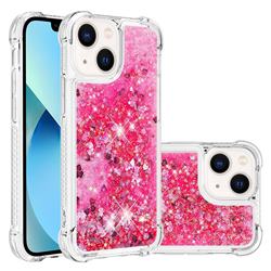 Dynamic Liquid Glitter Sand Quicksand TPU Case for iPhone 14 (6.1 inch) - Pink Love Heart