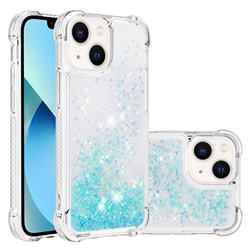 Dynamic Liquid Glitter Sand Quicksand TPU Case for iPhone 14 (6.1 inch) - Silver Blue Star