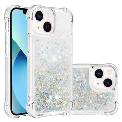 Dynamic Liquid Glitter Sand Quicksand Star TPU Case for iPhone 14 (6.1 inch) - Silver