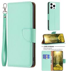 Classic Luxury Litchi Leather Phone Wallet Case for iPhone 14 Pro (6.1 inch) - Green