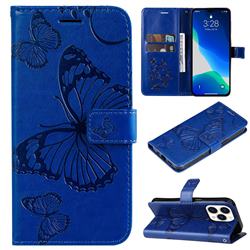 Embossing 3D Butterfly Leather Wallet Case for iPhone 14 Pro (6.1 inch) - Blue