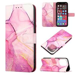 Pink Purple Marble Leather Wallet Protective Case for iPhone 14 Pro (6.1 inch)