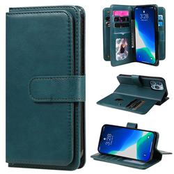 Multi-function Ten Card Slots and Photo Frame PU Leather Wallet Phone Case Cover for iPhone 14 Pro Max (6.7 inch) - Dark Green