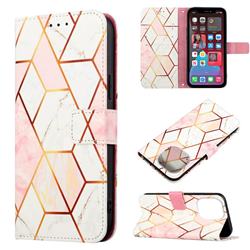 Pink White Marble Leather Wallet Protective Case for iPhone 14 Pro Max (6.7 inch)