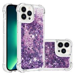 Dynamic Liquid Glitter Sand Quicksand Star TPU Case for iPhone 14 Pro Max (6.7 inch) - Purple