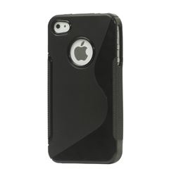 S Shape TPU Gel Case for iPhone 4S / iPhone 4 - Black