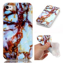 Blue Gold Soft TPU Marble Pattern Case for iPhone 4s 4 4G