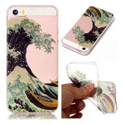 Sea Waves Super Clear Flash Powder Shiny Soft TPU Back Cover for iPhone SE 5s 5