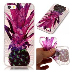 Purple Pineapple Super Clear Flash Powder Shiny Soft TPU Back Cover for iPhone SE 5s 5