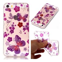 Safflower Butterfly Super Clear Flash Powder Shiny Soft TPU Back Cover for iPhone SE 5s 5