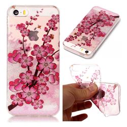 Branches Plum Blossom Super Clear Flash Powder Shiny Soft TPU Back Cover for iPhone SE 5s 5
