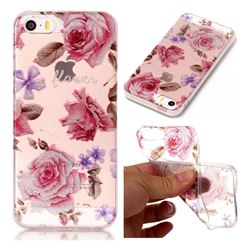Blossom Peony Super Clear Flash Powder Shiny Soft TPU Back Cover for iPhone SE 5s 5