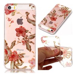 Blossom Azalea Super Clear Flash Powder Shiny Soft TPU Back Cover for iPhone SE 5s 5
