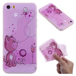 Cat and Bee 3D Relief Matte Soft TPU Back Cover for iPhone SE 5s 5
