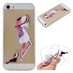 Pet Girl Super Clear Soft TPU Back Cover for iPhone SE 5s 5