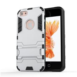Armor Premium Tactical Grip Kickstand Shockproof Dual Layer Rugged Hard Cover for iPhone SE 5s 5 - Silver
