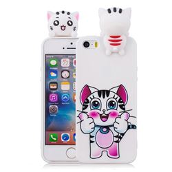 Cute Pink Kitten Soft 3D Climbing Doll Soft Case for iPhone SE 5s 5