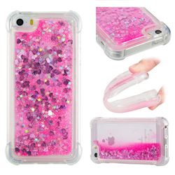 Dynamic Liquid Glitter Sand Quicksand TPU Case for iPhone SE 5s 5 - Pink Love Heart