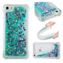 Dynamic Liquid Glitter Sand Quicksand TPU Case for iPhone SE 5s 5 - Green Love Heart
