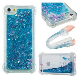 Dynamic Liquid Glitter Sand Quicksand TPU Case for iPhone SE 5s 5 - Blue Love Heart