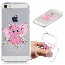 Tiny Pink Elephant Clear Varnish Soft Phone Back Cover for iPhone SE 5s 5