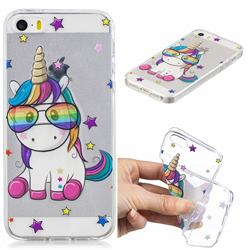 Glasses Unicorn Clear Varnish Soft Phone Back Cover for iPhone SE 5s 5