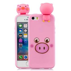 Small Pink Pig Soft 3D Climbing Doll Soft Case for iPhone SE 5s 5