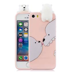 Big White Bear Soft 3D Climbing Doll Soft Case for iPhone SE 5s 5
