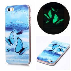 Flying Butterflies Noctilucent Soft TPU Back Cover for iPhone SE 5s 5