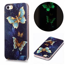 Golden Butterflies Noctilucent Soft TPU Back Cover for iPhone SE 5s 5