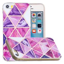 Purple Dream Triangle Painted Marble Electroplating Protective Case for iPhone SE 5s 5
