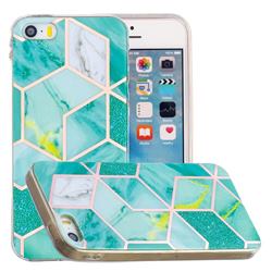 Green Glitter Painted Marble Electroplating Protective Case for iPhone SE 5s 5
